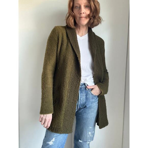 Anthropologie Angel of the North Womens Cardigan Size Large Green Wool Chevron - Picture 9 of 9